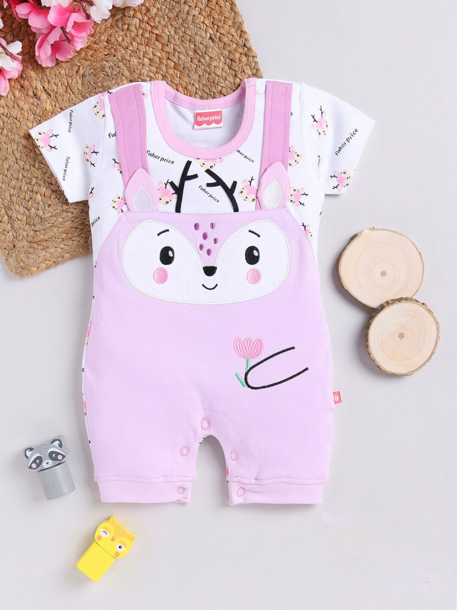 Kids Moms Love Rompers & Sleepsuits | Buy Moms Love Infant Girls Printed & Applique Detailed Cotton Rompers - Apparel For Girls