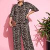 Women SASSAFRAS Curve Co-Ords | Buy Sassafras Curve Animal Printed Shirt With Trousers - Apparel For Women