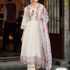 Women Indo Era Kurtas & Suits | Buy Indo Era Floral Embroidered Thread Work A Line Kurta With Trousers & Dupatta - Apparel For Women