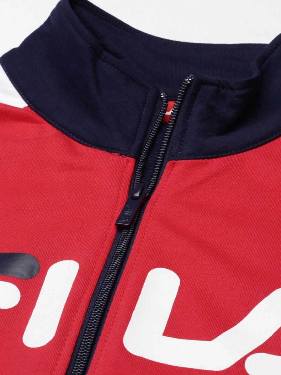 Men FILA Jackets & Sweatshirts | Buy Fila Men Blue Red Colourblocked Junaid Jkt Sporty Jacket - Apparel For Men