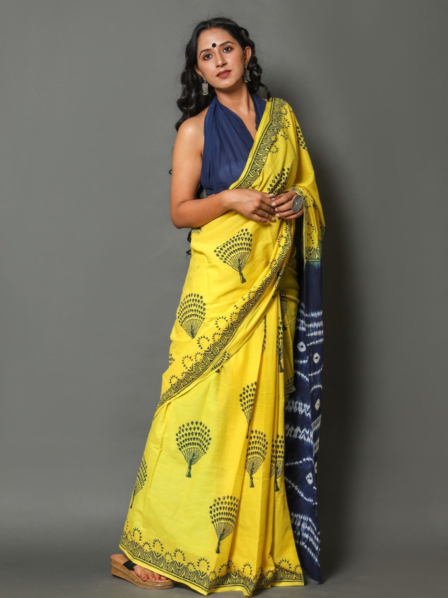 Women JAIPURI BLOCK PRINT Sarees | Buy Jaipuri Block Print Ethnic Motifs Printed Pure Cotton Block Print Saree - Apparel For Women