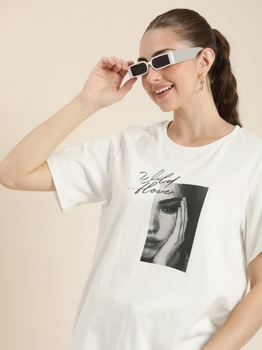 Women HERE&NOW Tshirts | Buy Here&Now Printed Pure Cotton T Shirt - Apparel For Women